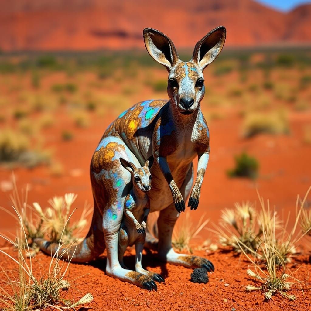 Kangaroo and Joey in Opal Outback