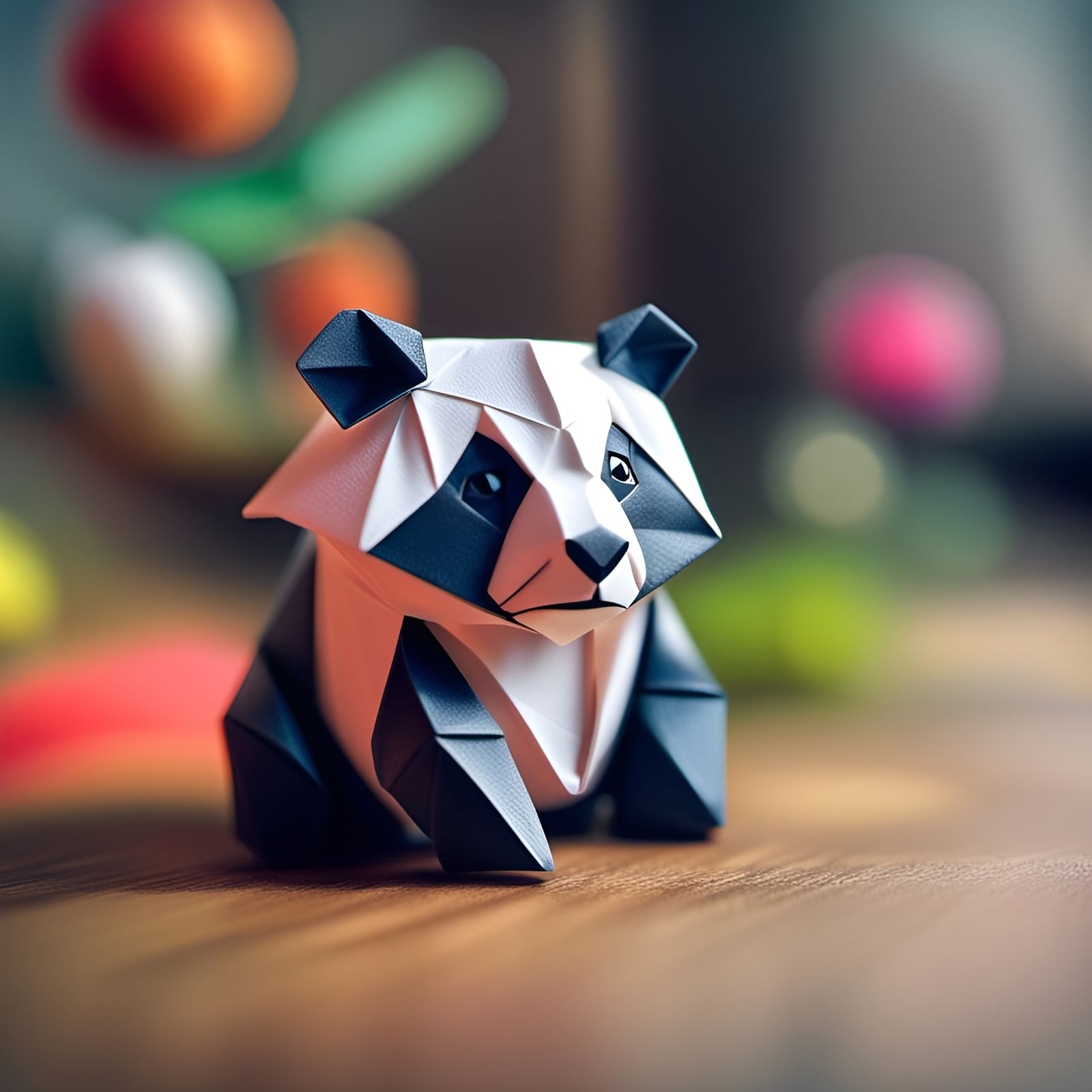 Intricately Detailed Origami Panda in Japanese Style