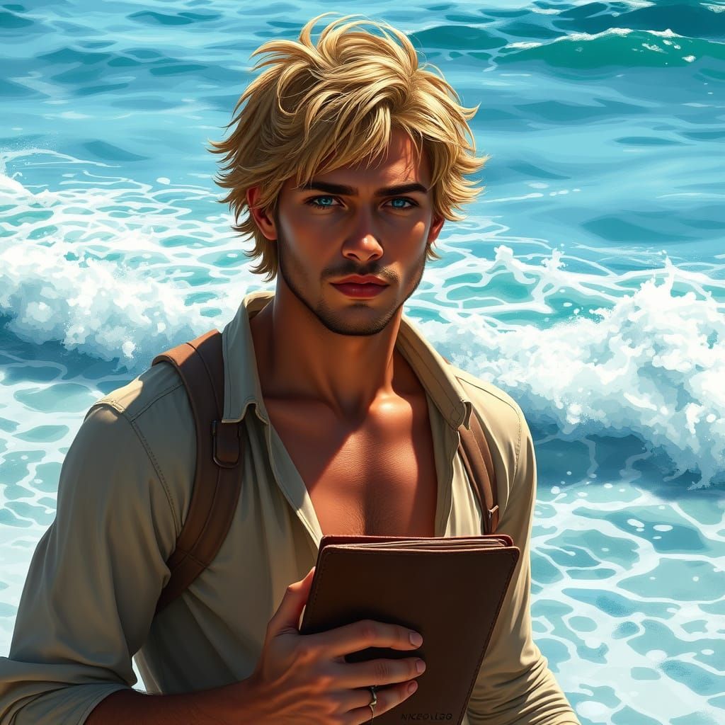 Nikolai Delaney by the Ocean in Concept Art Style