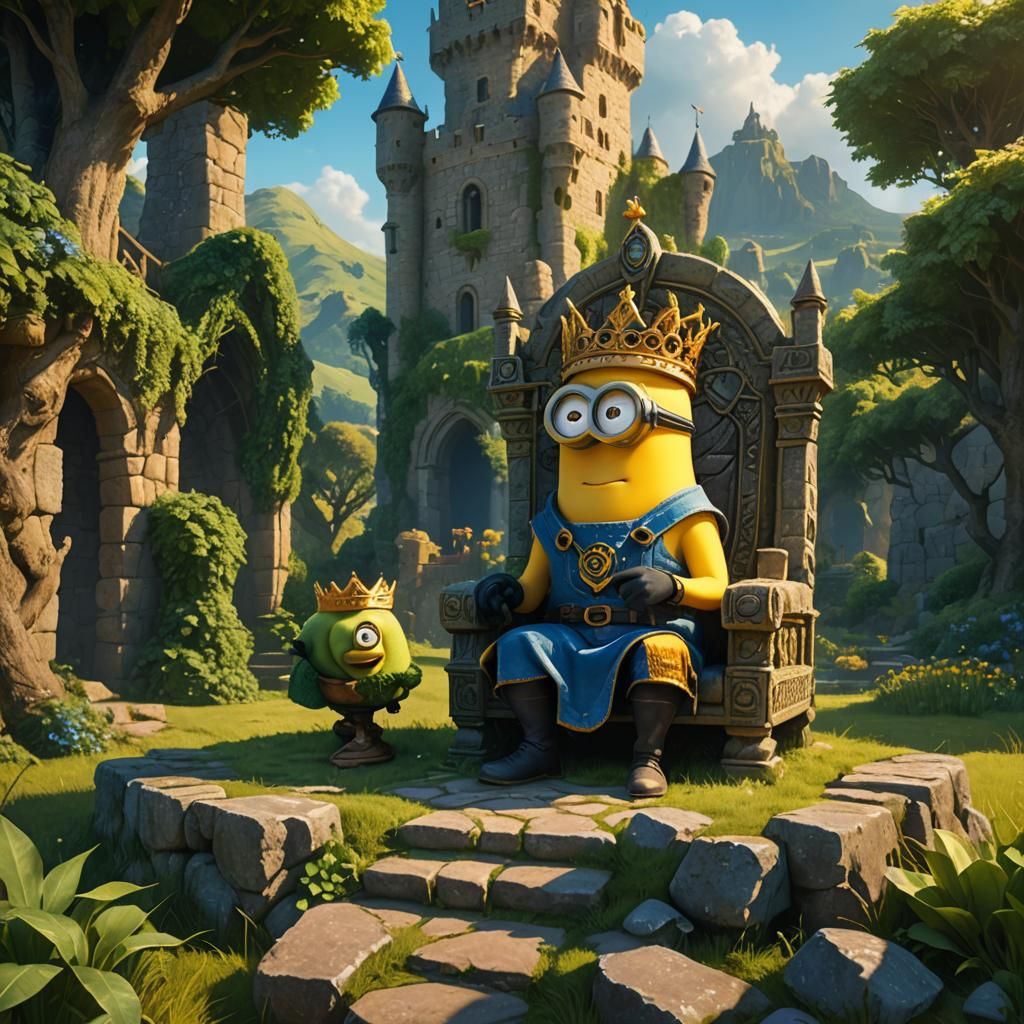 King Bob on Throne in Fantasy English Countryside