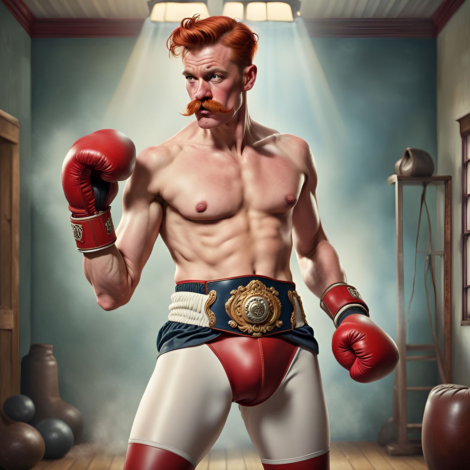 Vintage 19th Century Boxer in Hyperrealistic Style