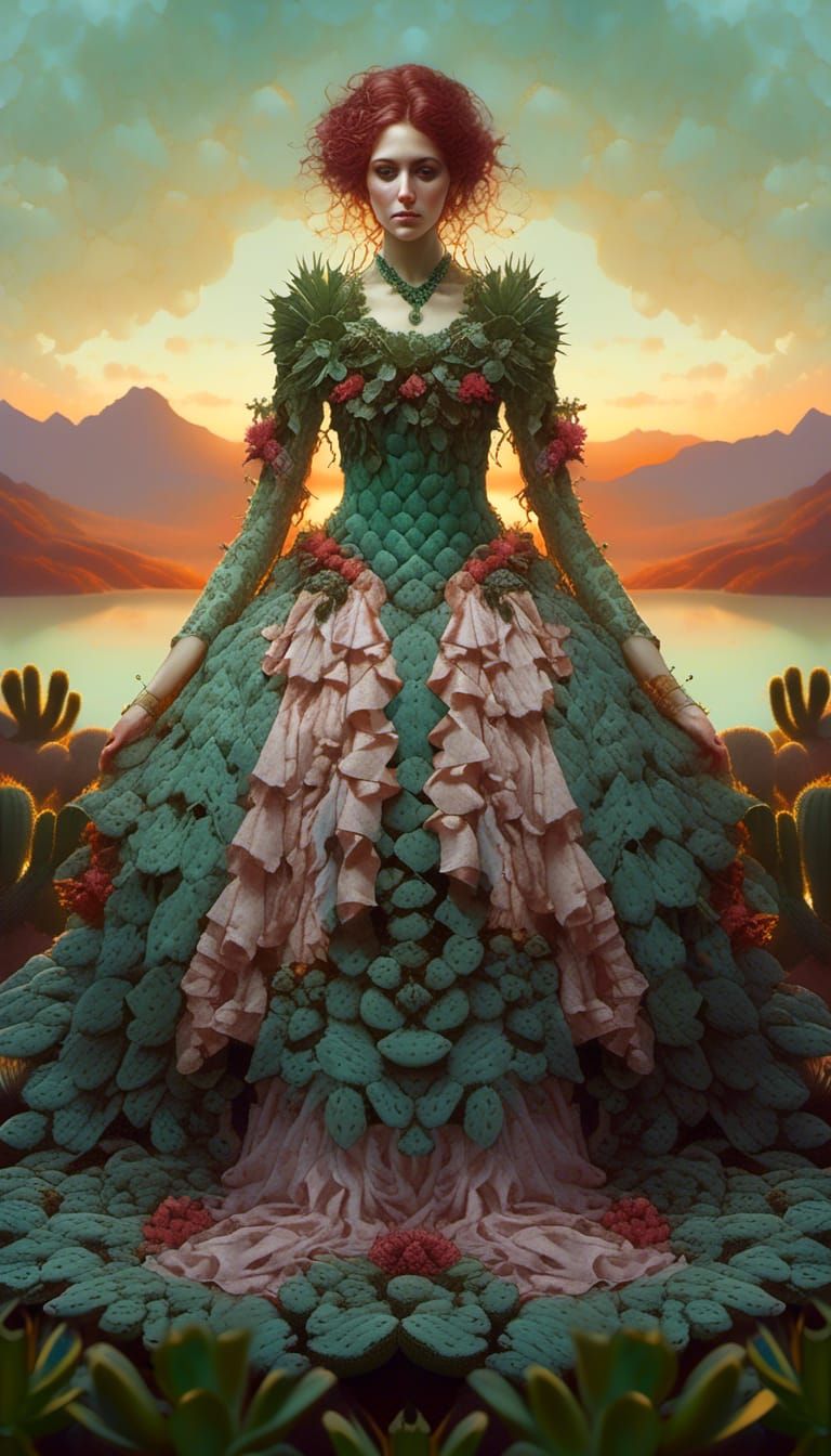 Cactus Dryad Portrait in Hyperrealistic Digital Art