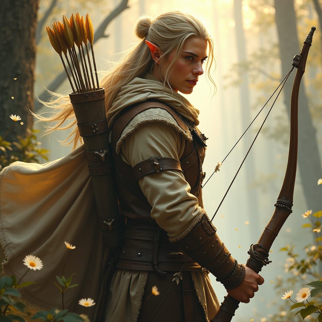 Half-Elven Archer Ranger in Ethereal Mist