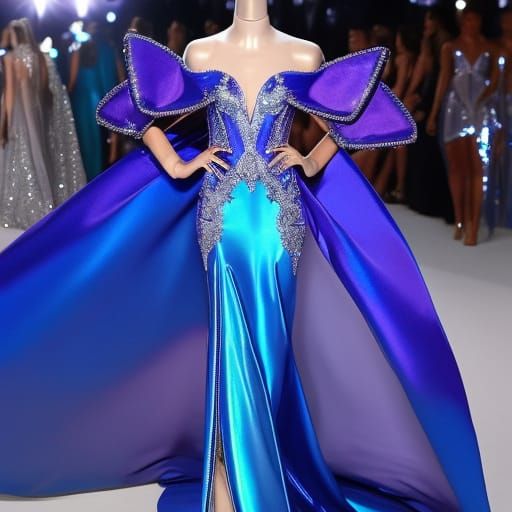 Ethereal cobalt blue holographic metamorphosis met gala dres...