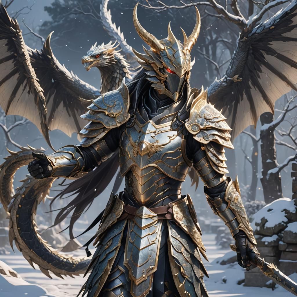 Flying Winter Serpent Lord in 3D Anime Style