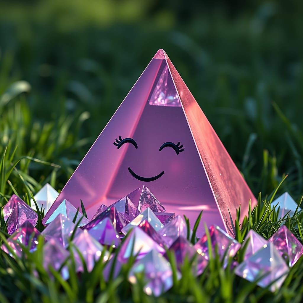 Surreal Dreamcatcher Pyramid in Vibrant Mauve and Violet