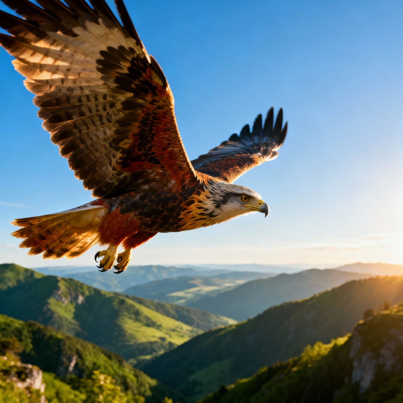 Majestic Bird Soaring Through Scenic Mountain Landscape