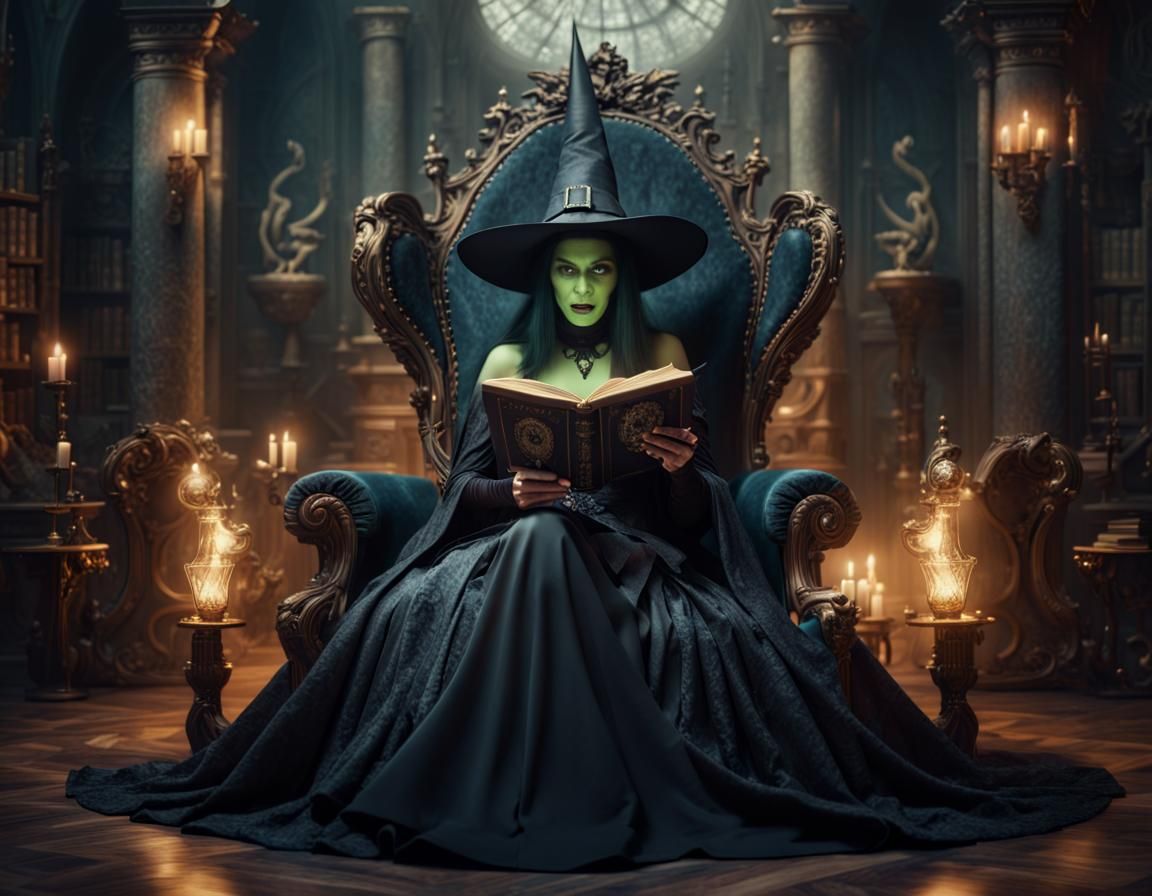 Wicked Witch on Throne: Detailed Digital Painting