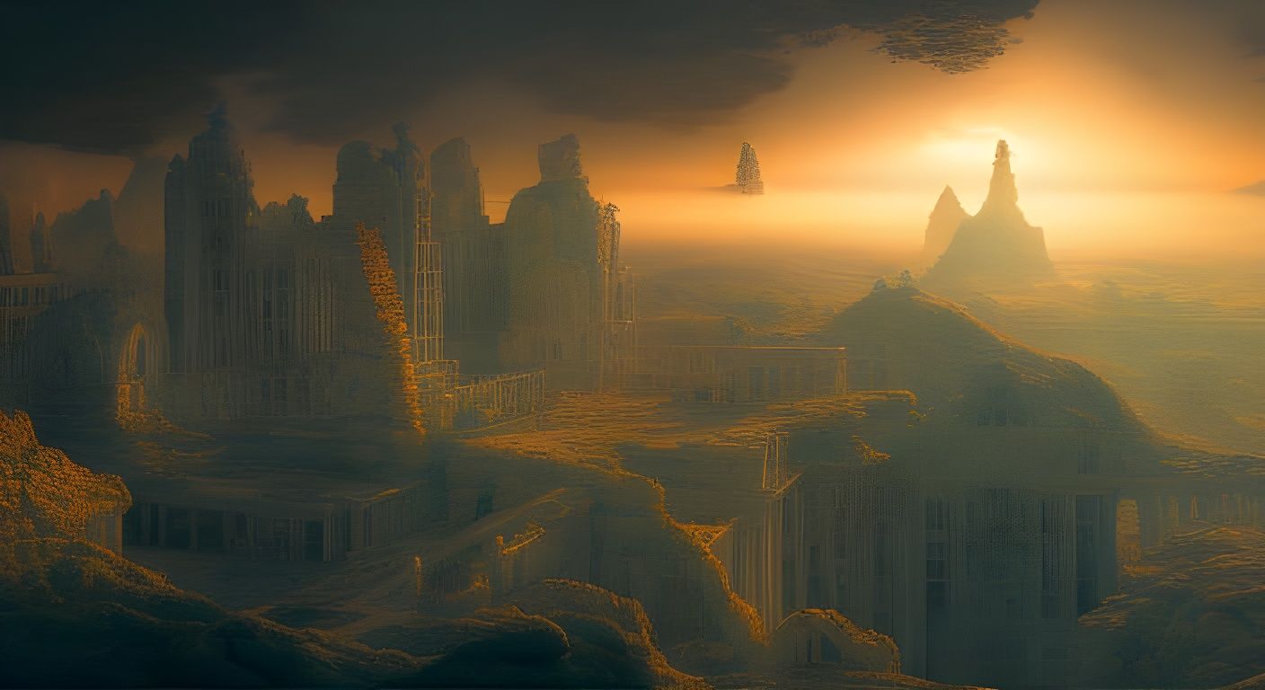 Greek God in Futuristic Aerial Marble Palace