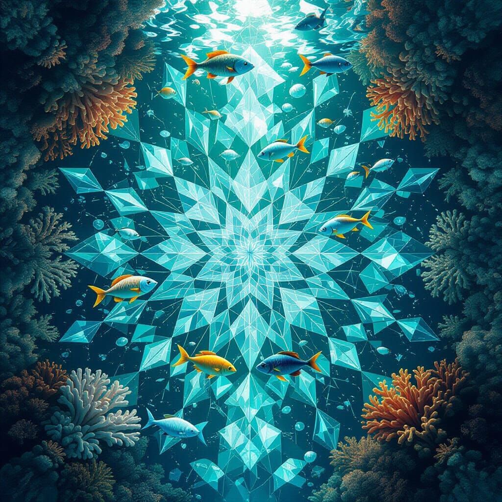 Oceanic Kaleidoscope: Geometric Surrealism in Ultra-Realism