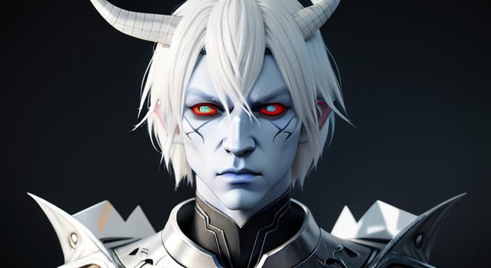Platinum Demon: Anime-Inspired 3D Art