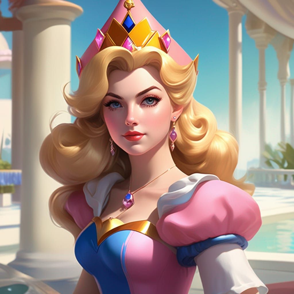 Princess Peach by Pool in Fantasy Style