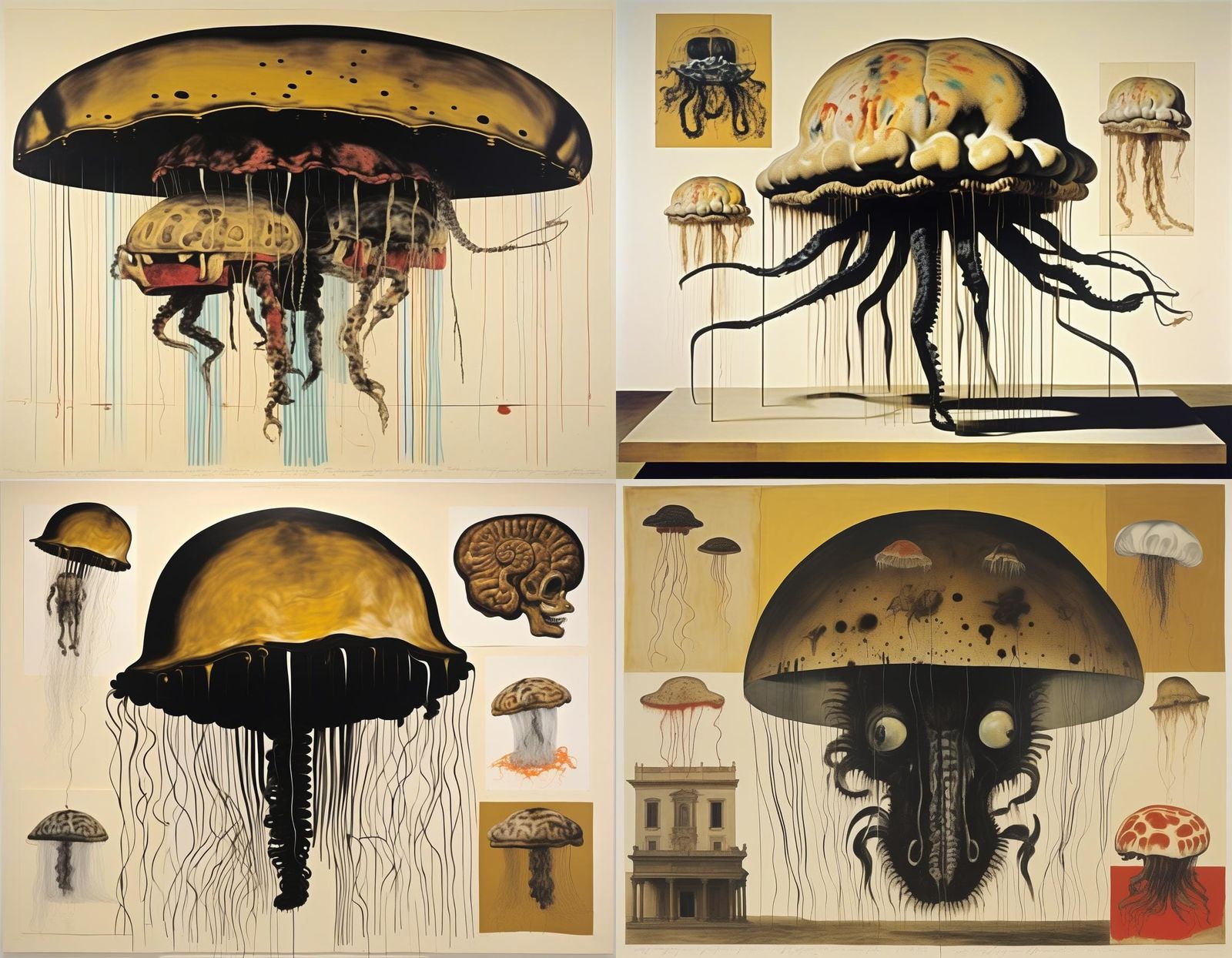 Grotesque Biological Hybrid in Surrealist Style