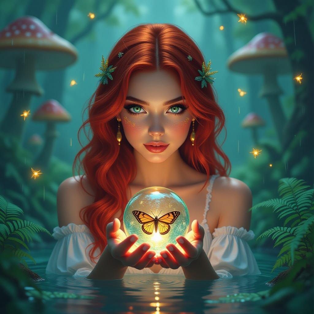 Whimsical Dreamlike Portrait of a Mystical Forest Maiden