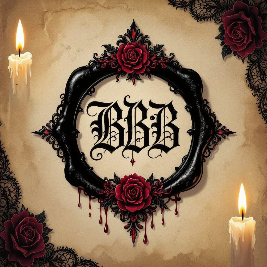 Gothic Vampire Emblem with BBB Monogram and Wax Seal