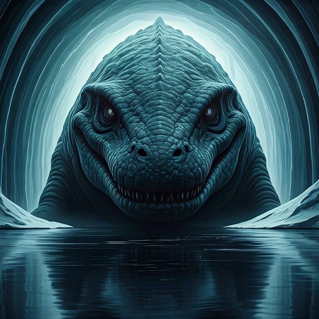 Colossal Plesiosaurus Frozen in Ice, Unleashing Menacing Gaz...