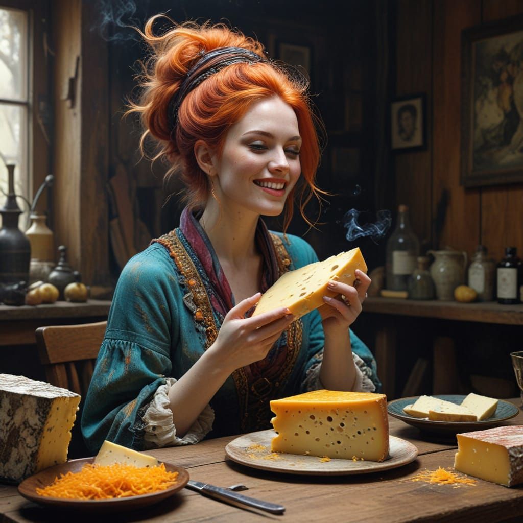 Joyful Cheese Lover Surprised by a Thunderous Fart