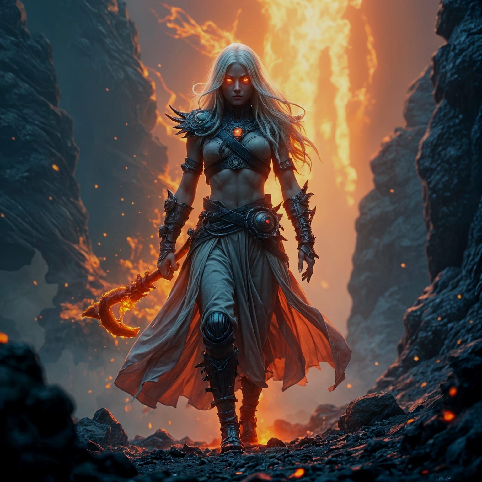 Dragonball Character with Glowing Aura, Digital Art