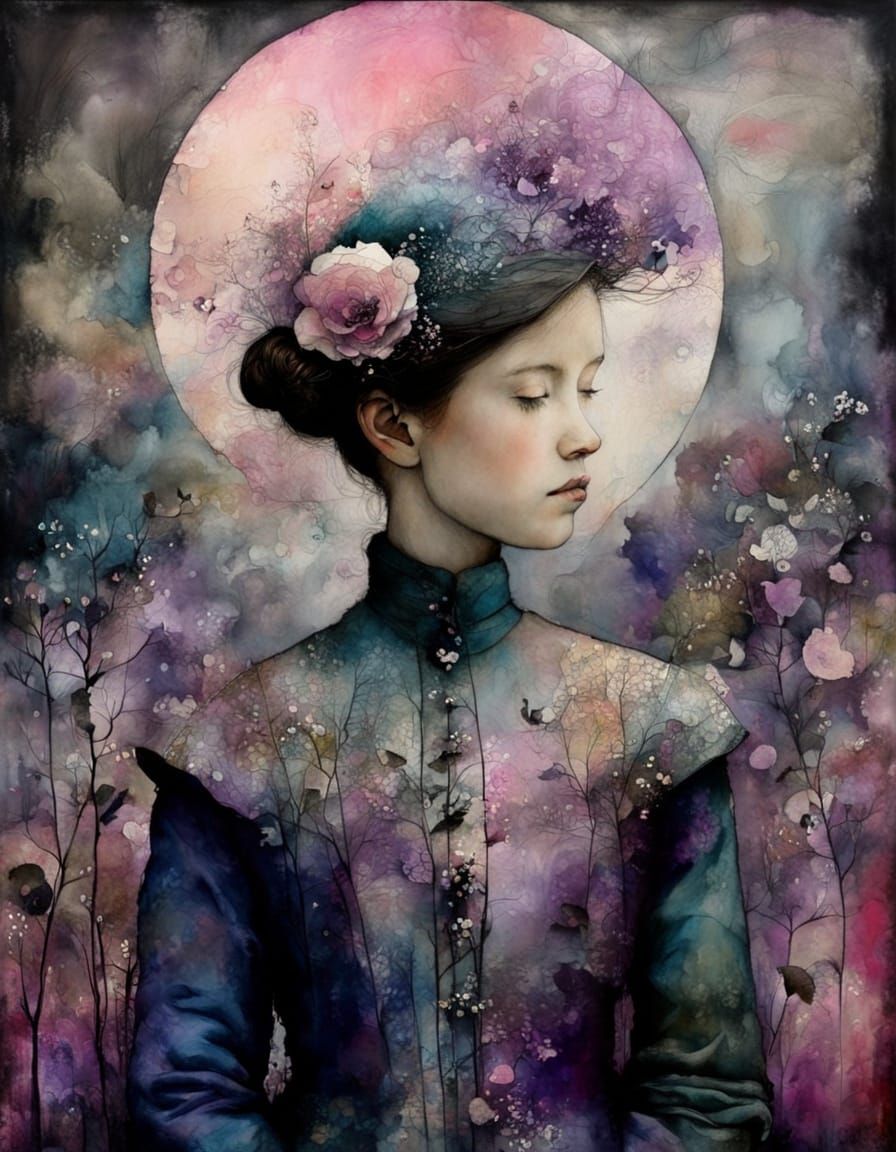 Whimsical Encaustic Dreamscape in Pastel Hues