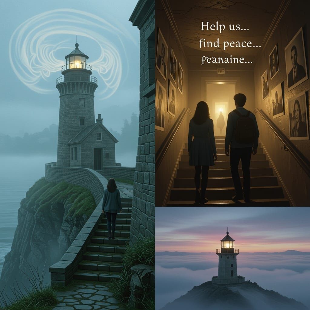 Abandoned Lighthouse in Foggy Town, Digital Matte Painting