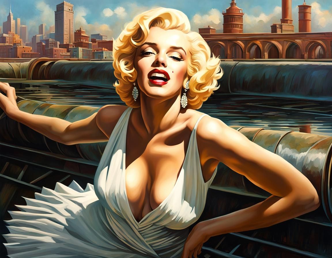 Marilyn Monroe Iconic Pose in Hyperrealistic Style