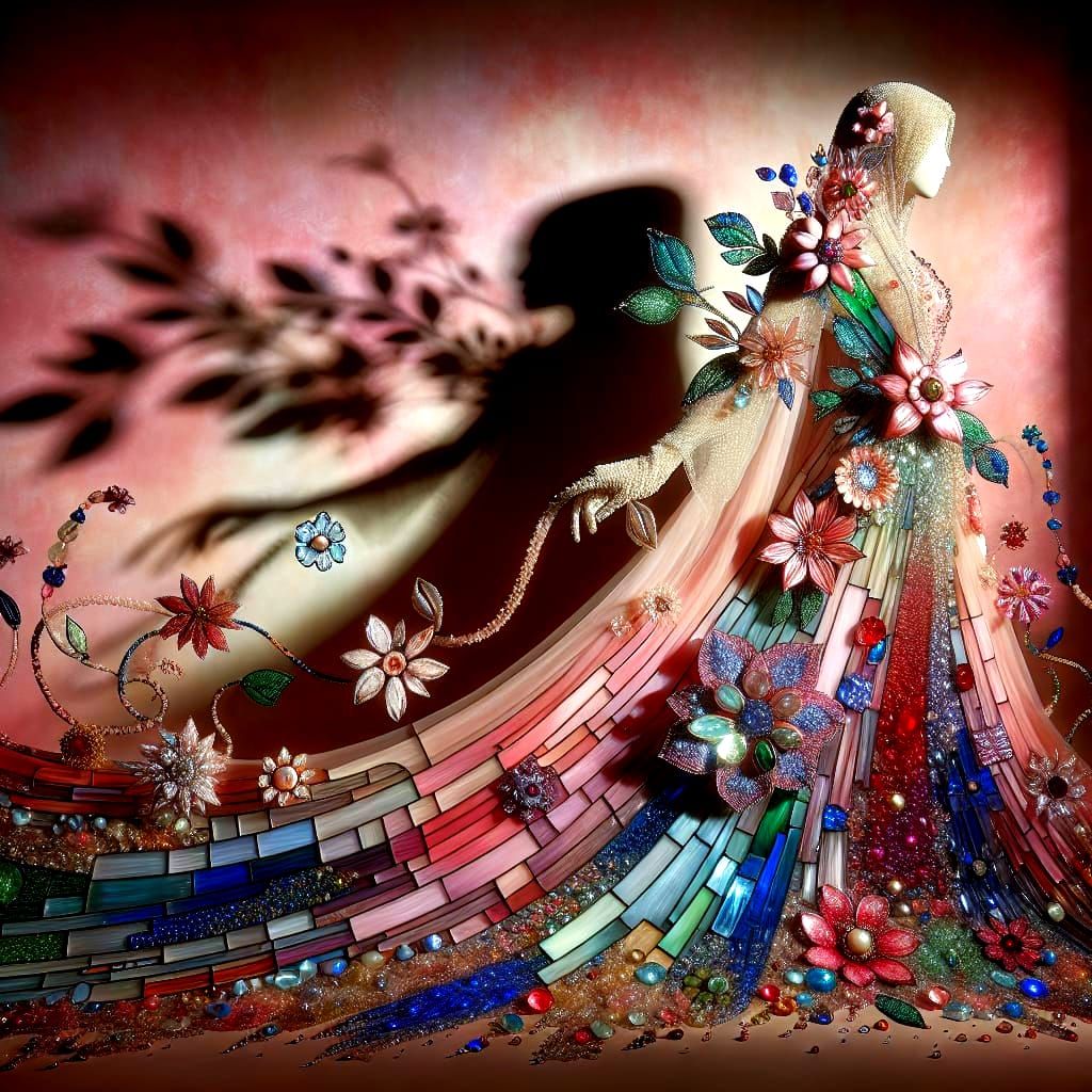 Middle Eastern Princess in Stained Glass Elegance