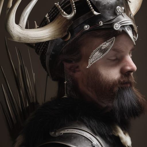Antler-Steel Helmet and Fur Armour