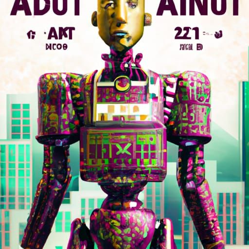 AI Robot Overlord in Dystopian Landscape