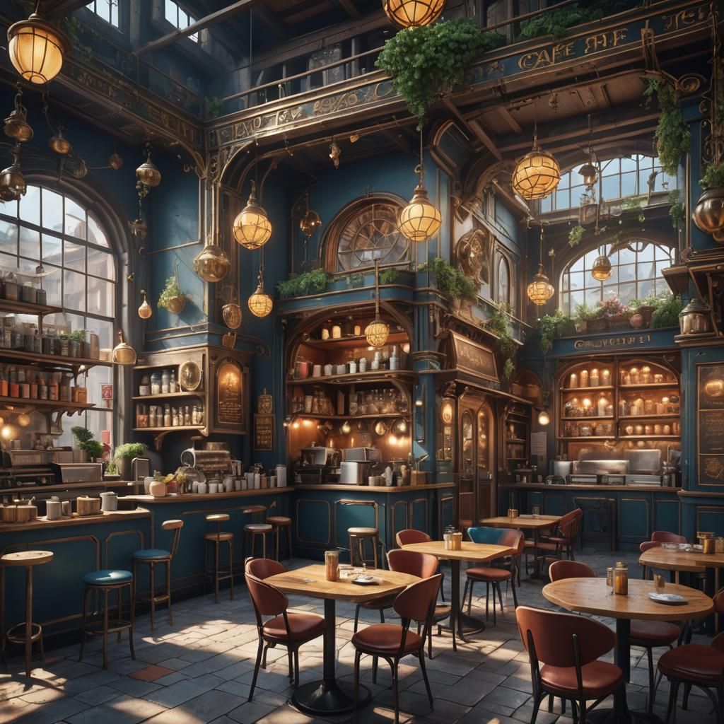 Fantastical Cafe Concept Art in Deep Color