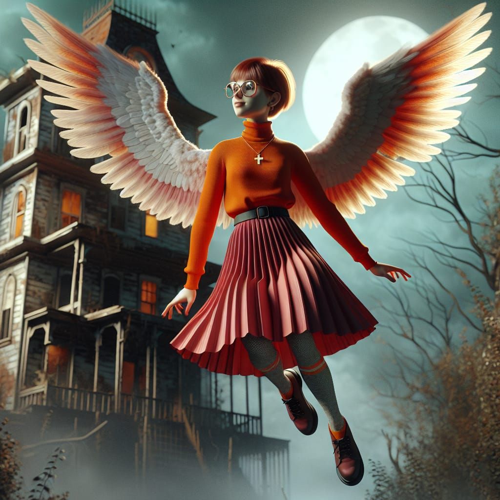 Archangel Overlooks Haunted House