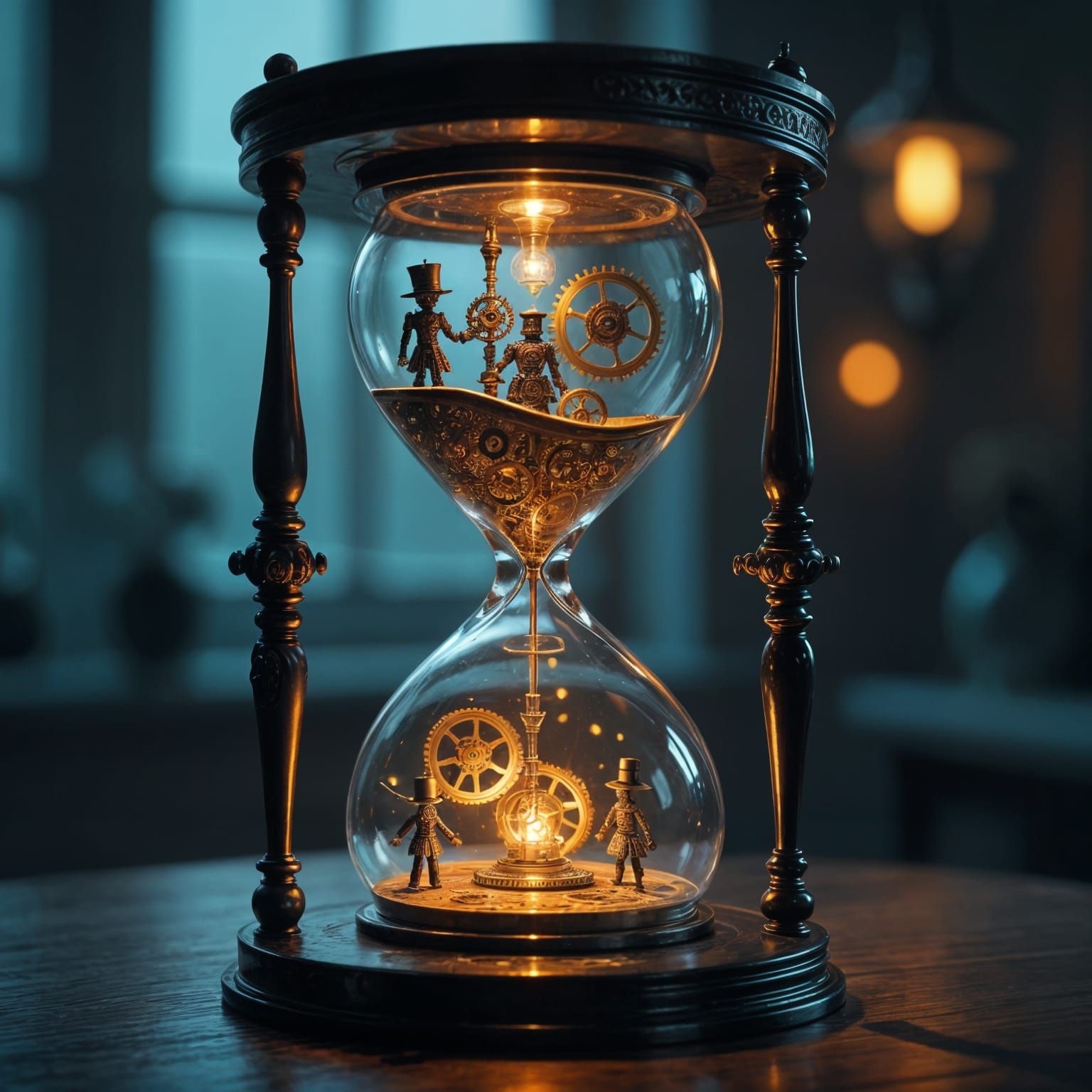 Steampunk Automatons in Hourglass: Flash Tattoo Art