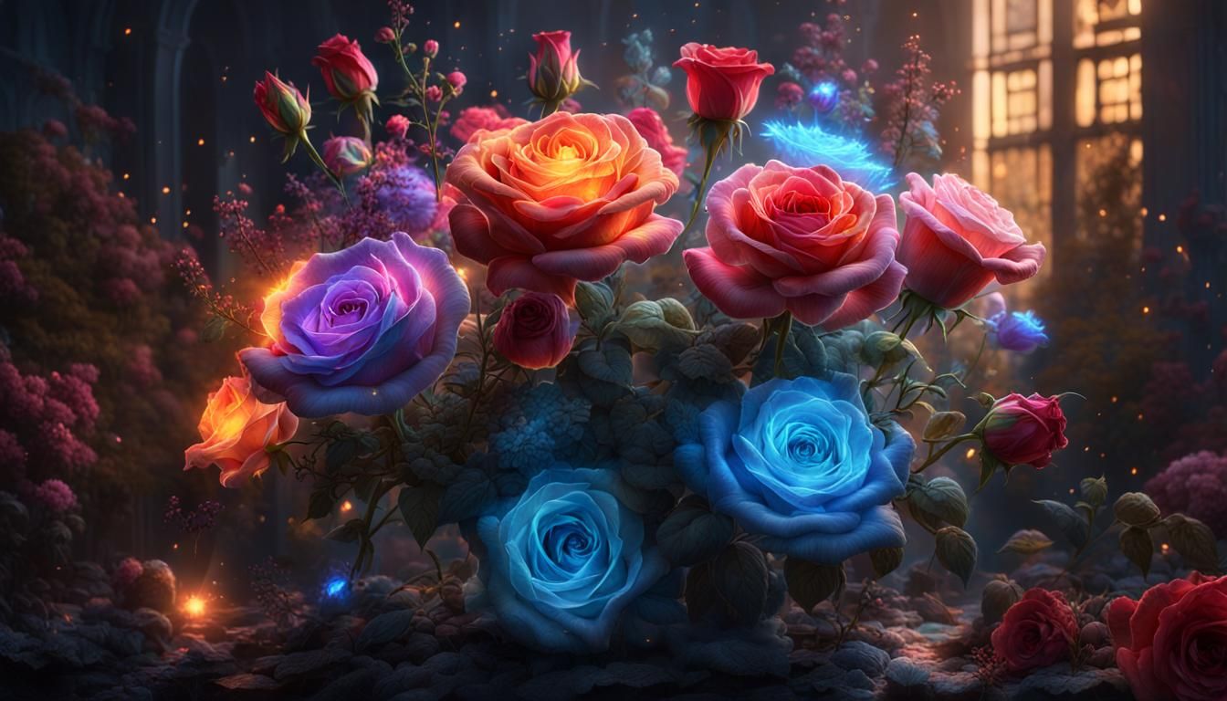 Bioluminescent Bouquet: A Digital Matte Painting