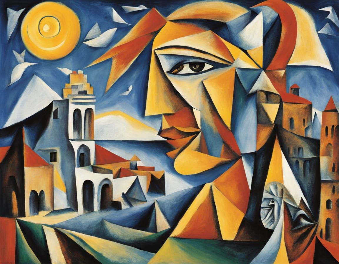 Impossible Dreamscape in Picasso Style