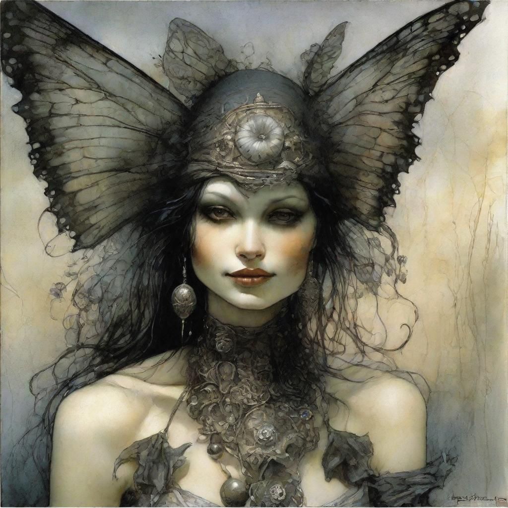 Smiling Faerie in Comic Noir Expressionism