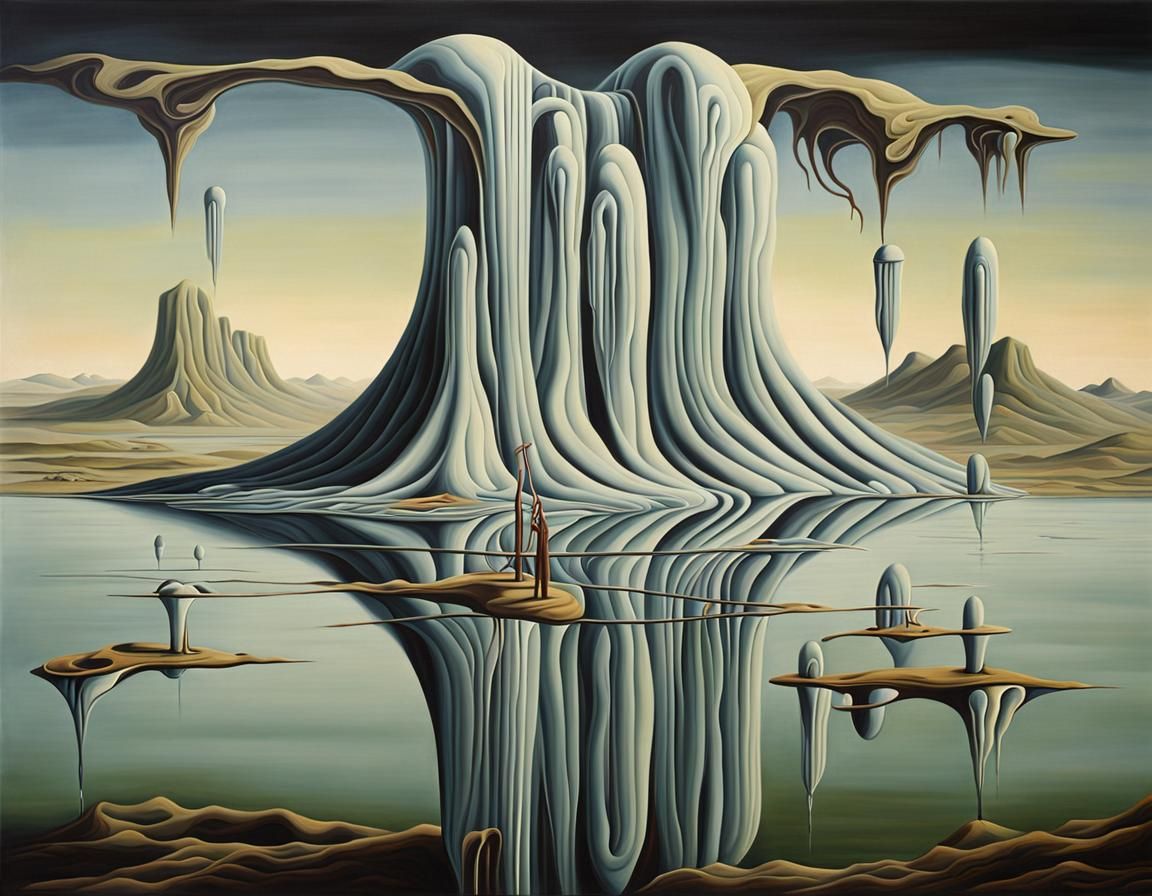 Surreal Melting Landscape: Oil Painting Masterpiece