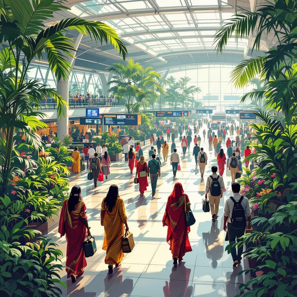 Vibrant Delhi Airport Terminal Inspired by Digital Artists