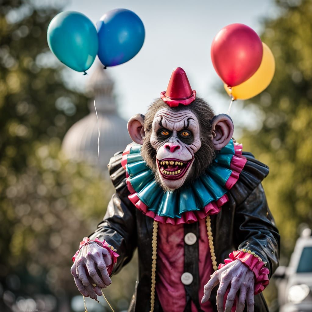 Zombie Monkey Clown Balloons Over Washington DC
