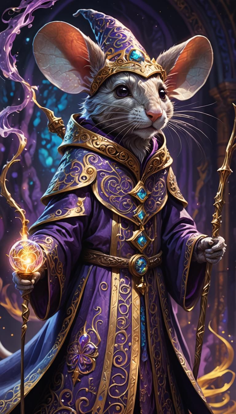 Wizard Mouse Concept Art with Glowing Staff