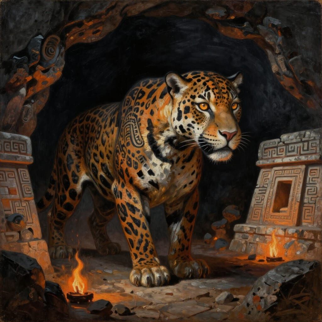 Zapotec Underworld Jaguar Stone Guardian
