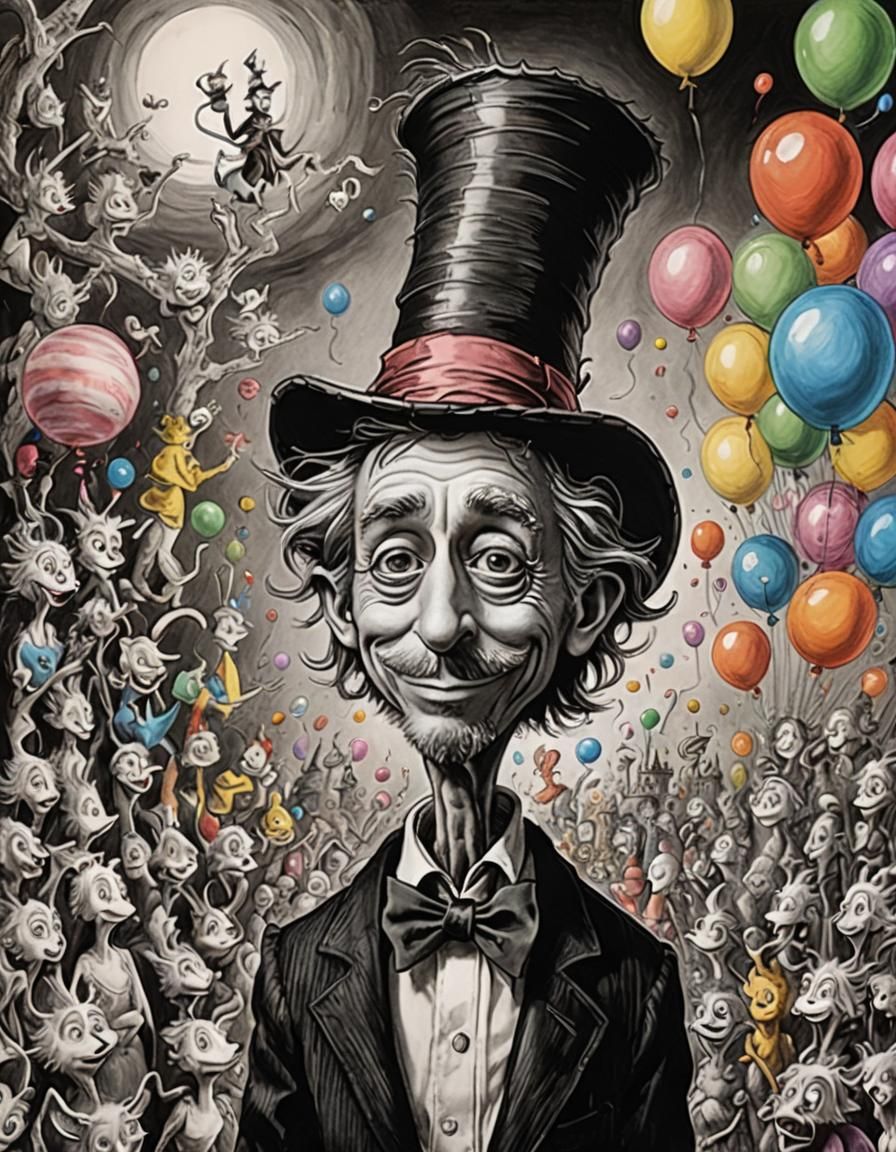 Celebratory Surrealism Inspired by Ceccoli and Seuss