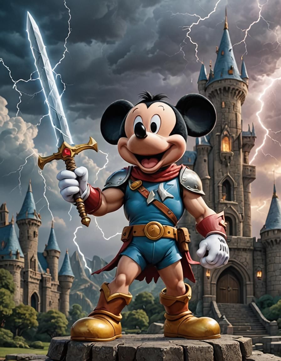 Mouse Warrior at Castle Grayskull in 80s Style