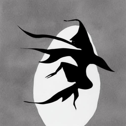 Surrealist Shadow Vampire Ink Drawing on White