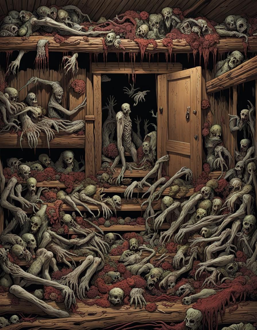 Grotesque Zombie Amalgam in Sinister Cabin