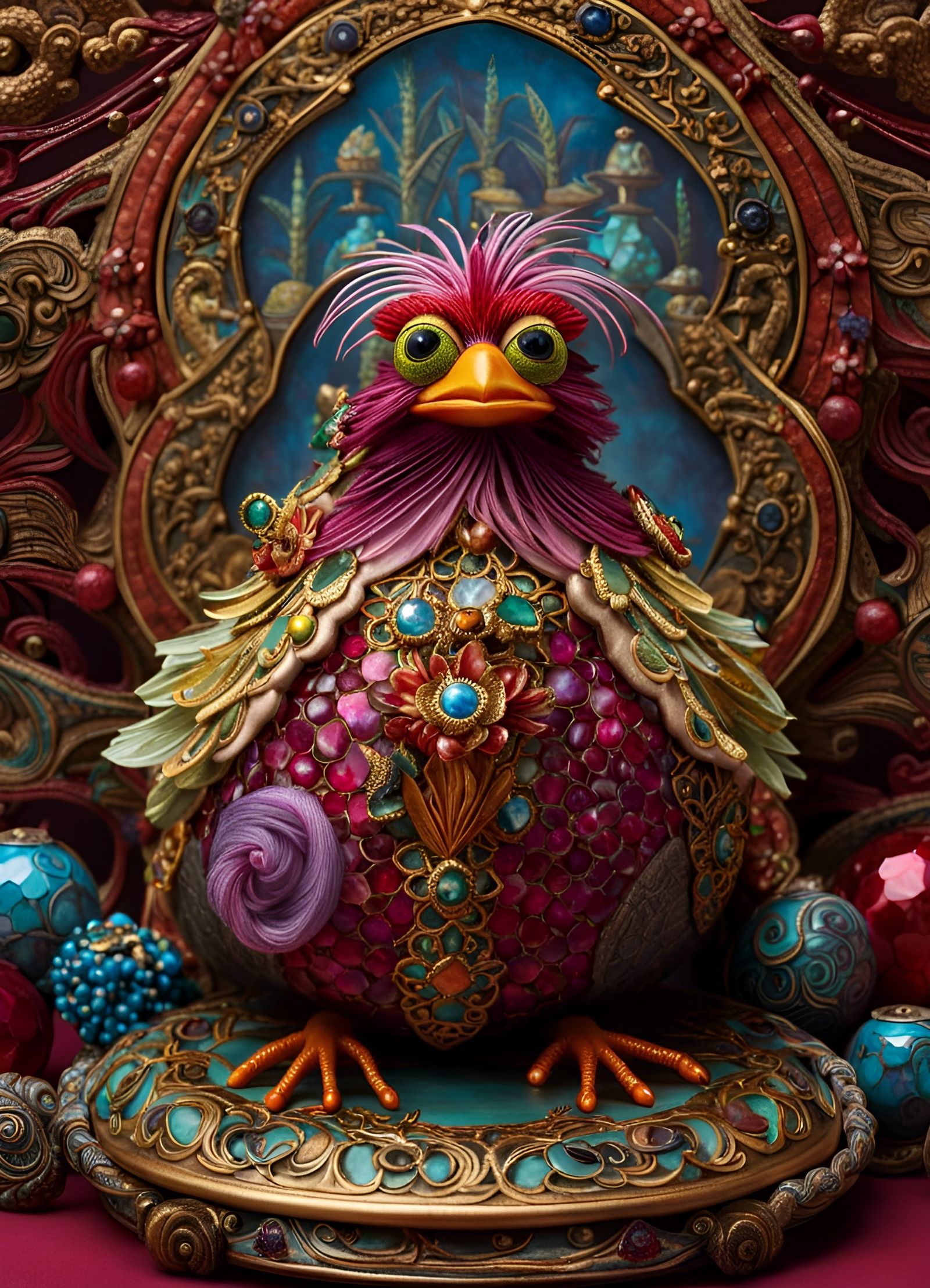 Hyperdetailed Tessellated Muppets in Cloisonné Style