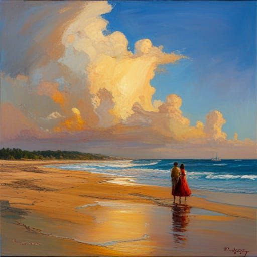 Oil Painting of Sun and Face Inspired by Love