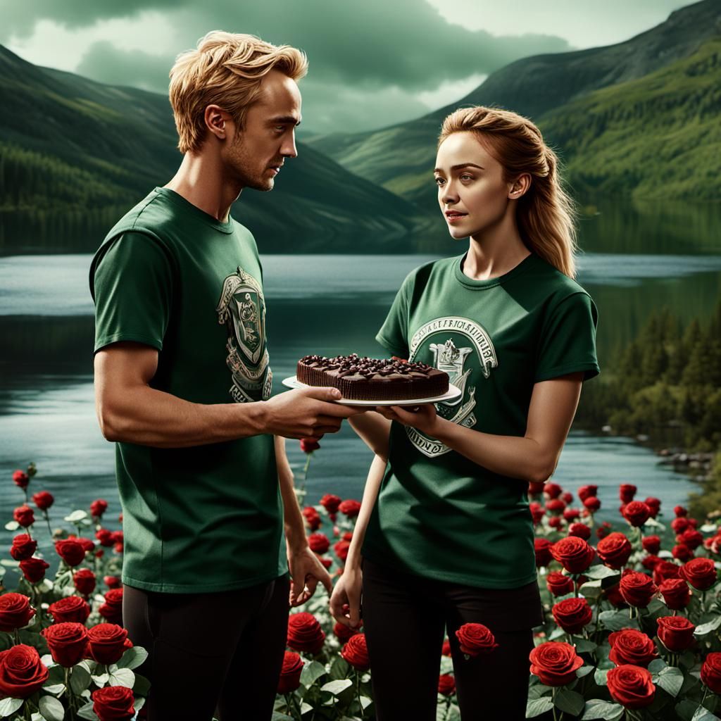 Young Couple Exchanging Gifts: Digital Matte Painting