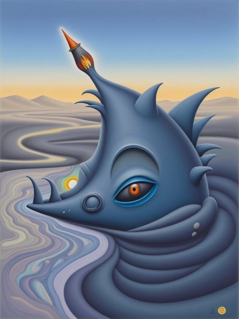 <lora:Greymatter Miasma:1.0> Create surreal wacky quirky roc...