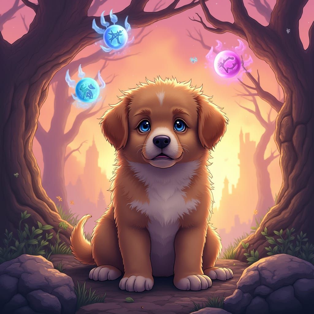 Fantasy Puppy in Marvel Comic Book Style