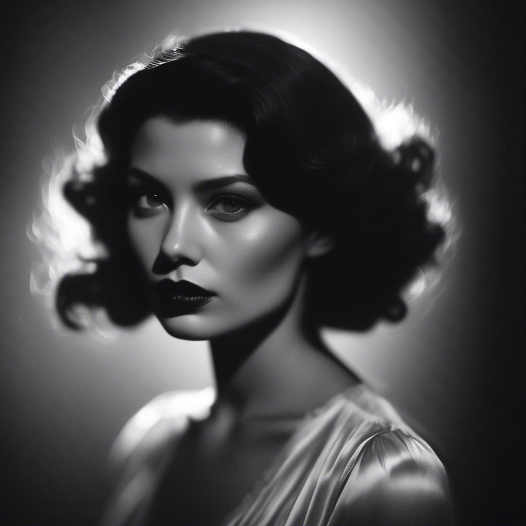 Film Noir Woman Portrait in Shadows