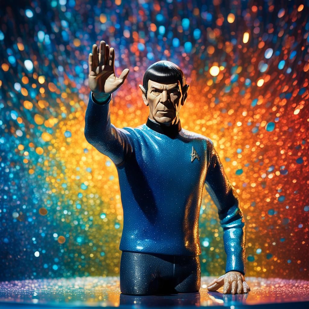 Enameled Glass Figurine of Spock in Vivid Color